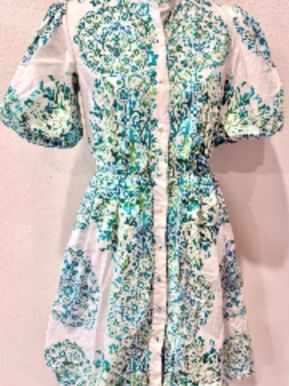 julia jordan White and Green Floral Button-Front Mini Dress - Picture 4 of 5